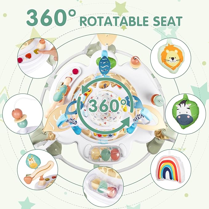 Baby Activity Center, 3-in-1 Baby Jumper, Infant Activity Center with 360° Rotating Seat, Music, Lights, 3 Adjustable Heights, Infant Activity Jumper for 6+ Months JP2403