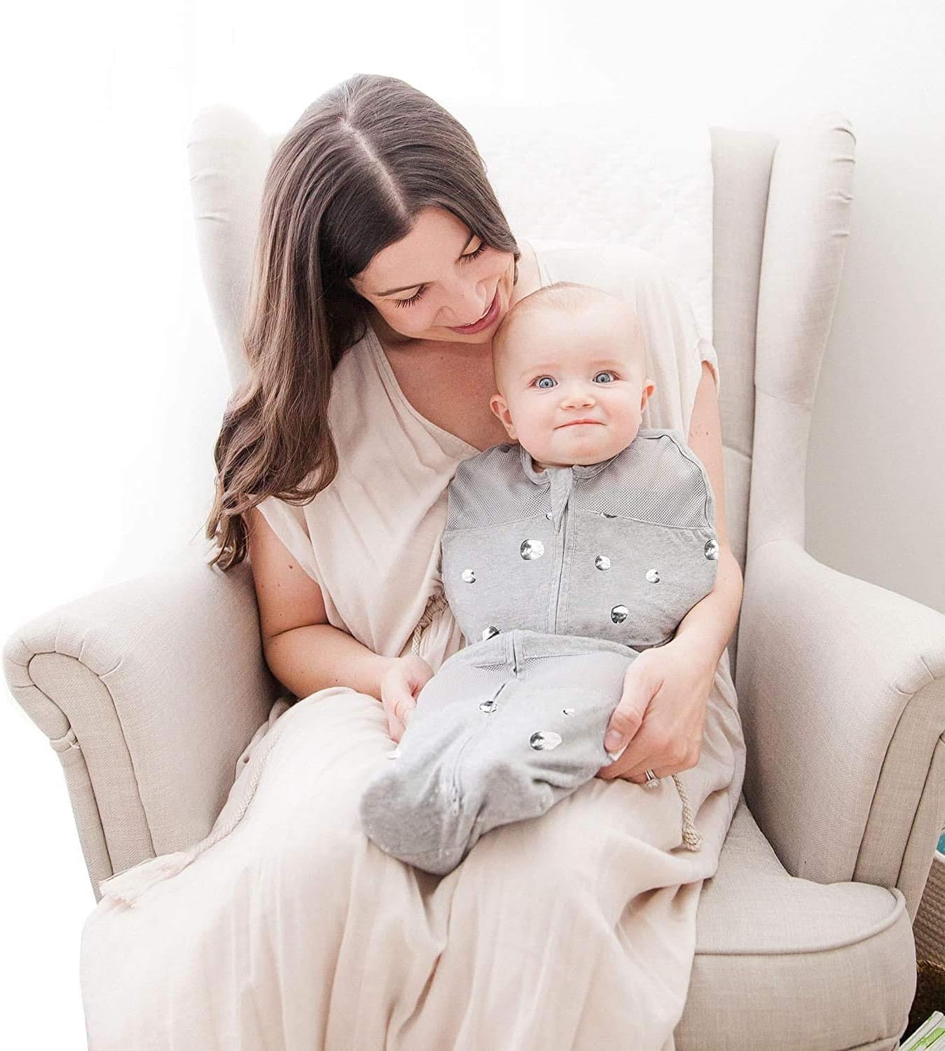 Happiest Baby Sleepea 5-Second Swaddle - 100% Organic Cotton Baby Swaddle Blanket - Doctor Designed Promotes Healthy Hip Development (Rose Stars, X-Large)