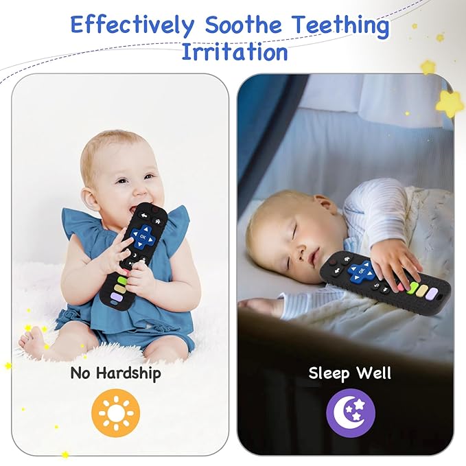 Hooku Silicone Teethers for Babies 0-6 Months, Teething Toys for Babies 6-12 Months, Baby Remote Control Toy, Infant Toys 0-3 Months, Sensory Chew Toys, Toddler Newborn Baby Girl Boy Gifts