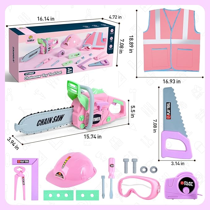 Skirtoy Toy Chainsaw for Kids, Family Day Games Pretend Play Series Kids Tool Set, Outdoor Electronic Chainsaw Toy Tool Set, STEM Preschool Toddler Tool Sets, Gifts