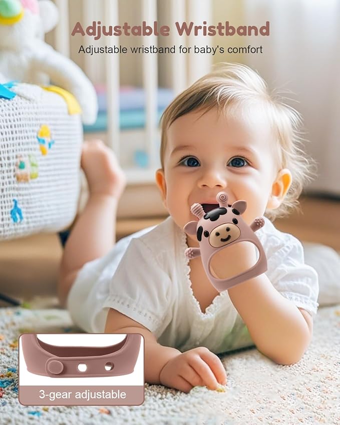 2 Pack Baby Teething Toys for 3-6 6-12 Months, Food Grade Silicone Teether Mitten, Baby Essentials Infant Teething Relief, Soothing Chew Toys for Newborn Infant Essentials