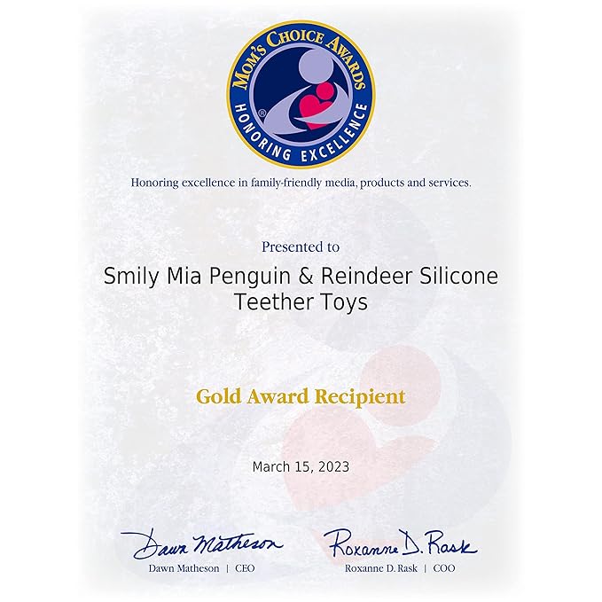 Smily Mia Baby Teething Toy |Penguin Teether for 0-6Months |Reindeer Baby Chew Toys for 3m+, Soft Silicone Hand Teether |Teething Mitten for Teeth Pain Relief, Newborn Essentials Gift Box, Light Pink