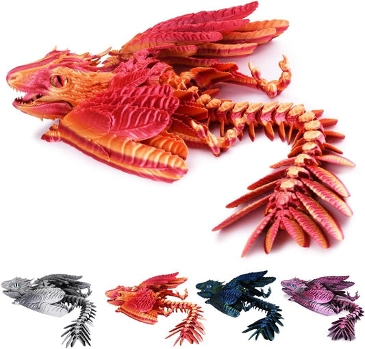 3D Printed Dragon, Feathered Wyvern Dragon, Articulated Dragon, Fidget Dragon Toys for Adult, Home Office Decor Executive Desk Toy