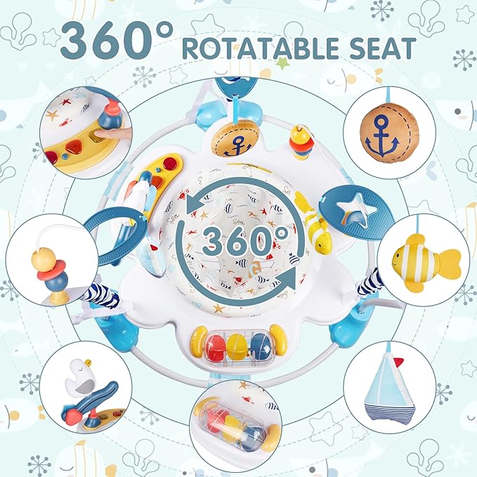 Baby Activity Center, 3-in-1 Baby Jumper, Infant Activity Center with 360° Rotating Seat, Music, Lights, 3 Adjustable Heights, Infant Activity Jumper for 6+ Months JP2401