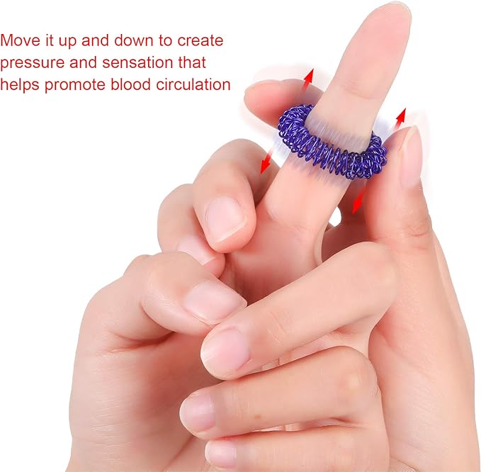 30 Pieces Acupressure Rings Spiky Sensory Rings for Fingers Stress Relief Fidget Sensory Massager for Teens Adults