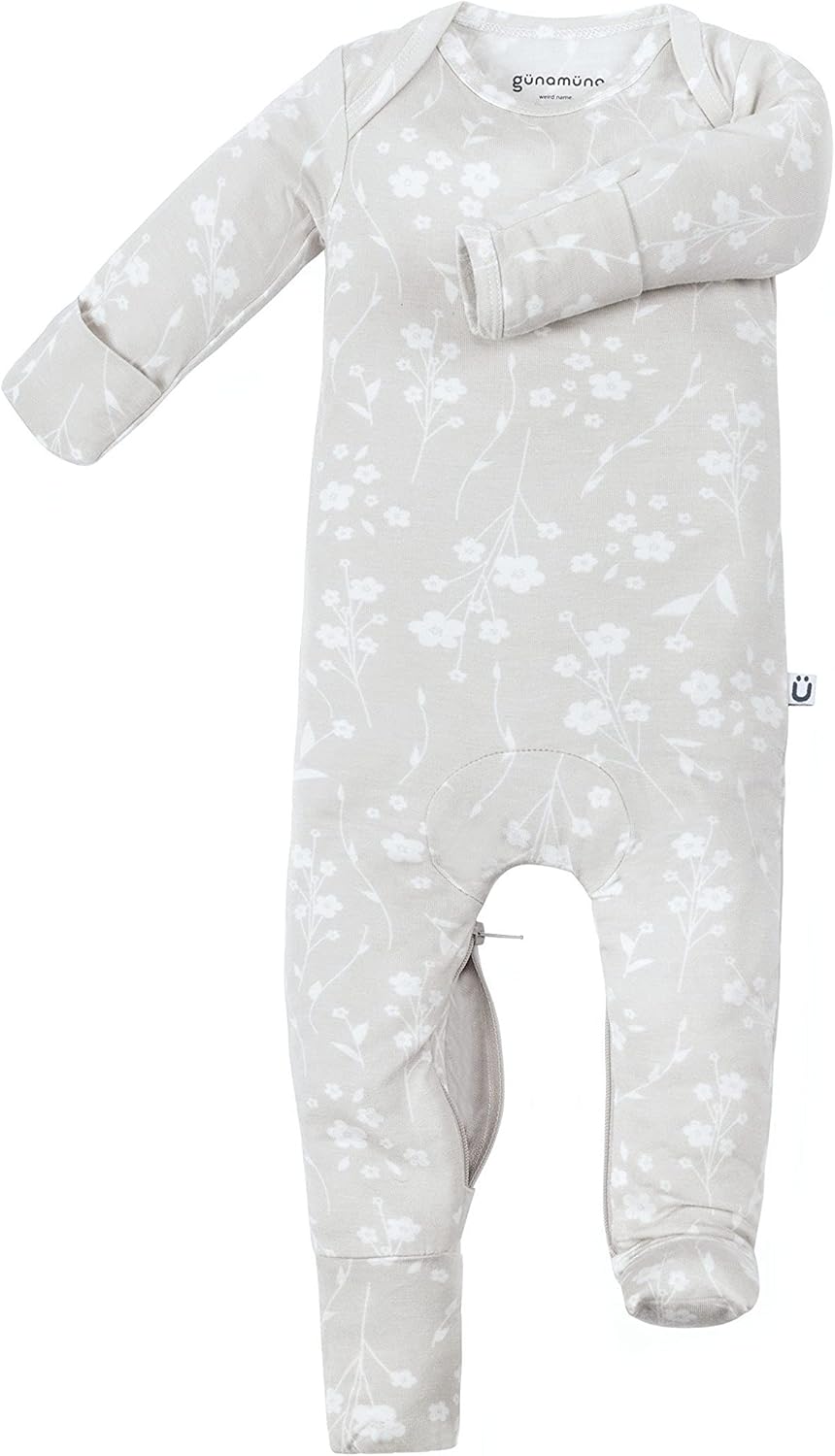 GUNAMUNA Unisex Baby Toddler Ultra-Soft Convertible Pajama, Footie or Romper Sleeper with Diaper Zipper, Newborn to 24 Months