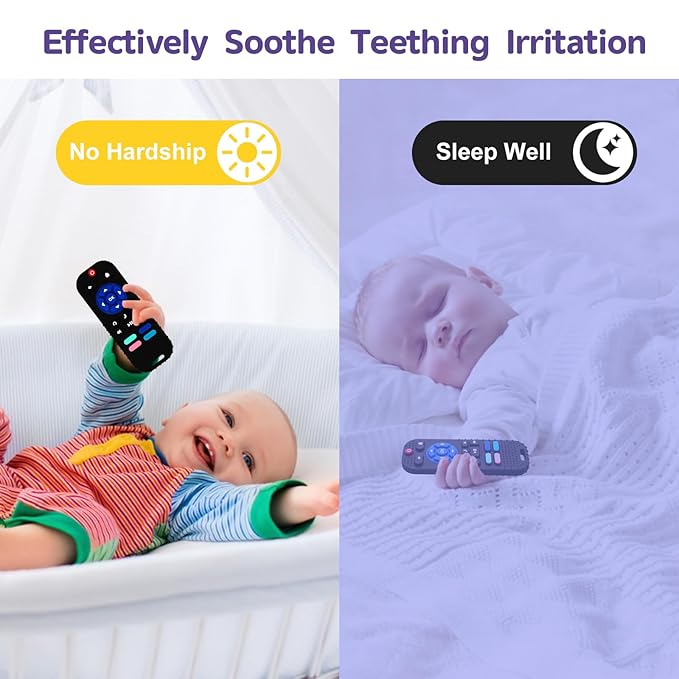 Hooku Silicone Teething Toys for Babies 0-6 Months, Teethers for Babies 6-12 Months, Remote Teether for Baby, Sensory Toys for Babies, Baby Chew Toys