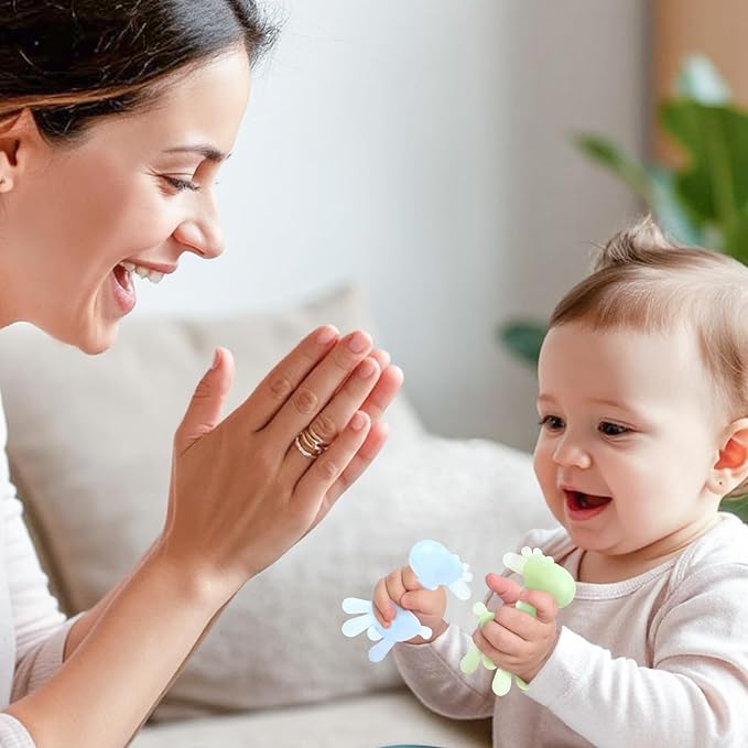 TYRY.HU Baby Teething Toys for Babies 0-6 6-12 Months,BPA Free Silicone Giraffe Teethers for Babies 3-6 Months, Soft-Textured Chew Toys Sensory Toys Massaging Teething Relief for Boys Girls,2 Pack