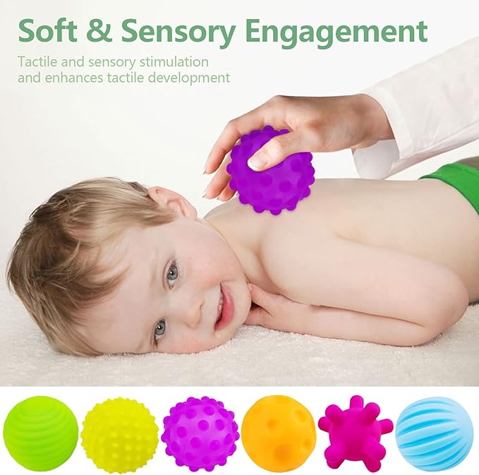 Sensory Balls for Baby Sensory Baby Toys 6 to 12 Months for Toddlers 1-3, Bright Color Textured Multi Soft Ball Gift Sets, Montessori Toys for Babies 6-12 Months Infant Toys (6 Pack)