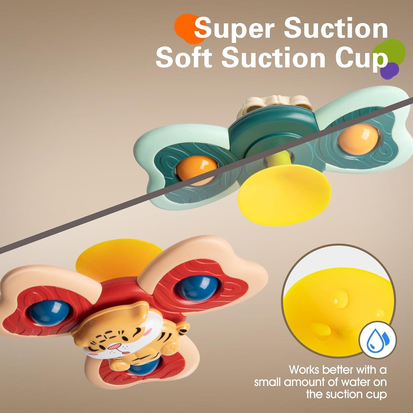 3PCS Animal Suction Cup Spinner Toys for 1 2 Year Old Boys Spinning Toys Baby Toys 12-18 Months Sensory Toys for Toddlers 1-3 First Birthday Baby Gifts for 1 Year Old Girls