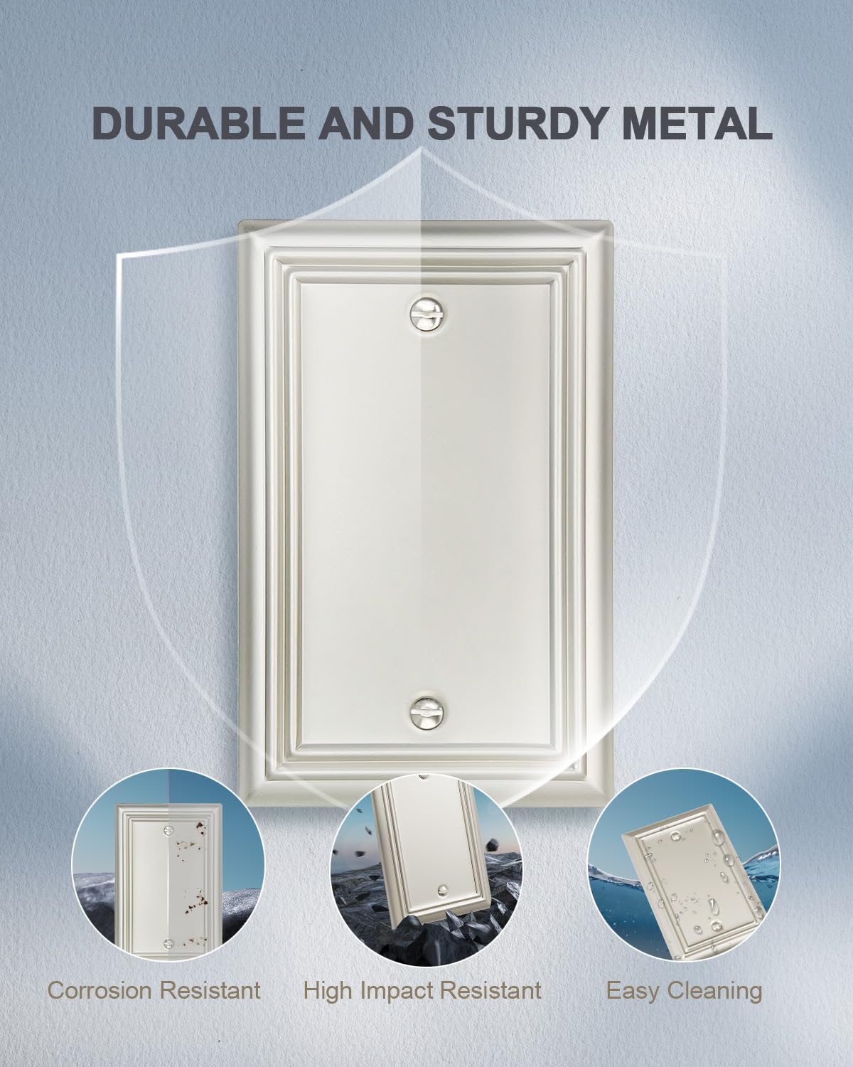 2-Pack Blank Wall Plate, Durable Metal No Device Outlet Cover, Satin Nickel, 3.15''*4.88'', Midsize