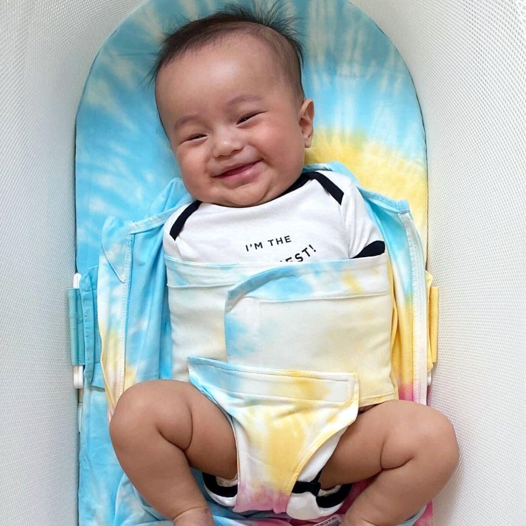 Happiest Baby SNOO Sleep Sack - 100% Organic Cotton Baby Swaddle Blanket - Doctor Designed Promotes Healthy Hip Development (Tie Dye Rainbow, X-Large)