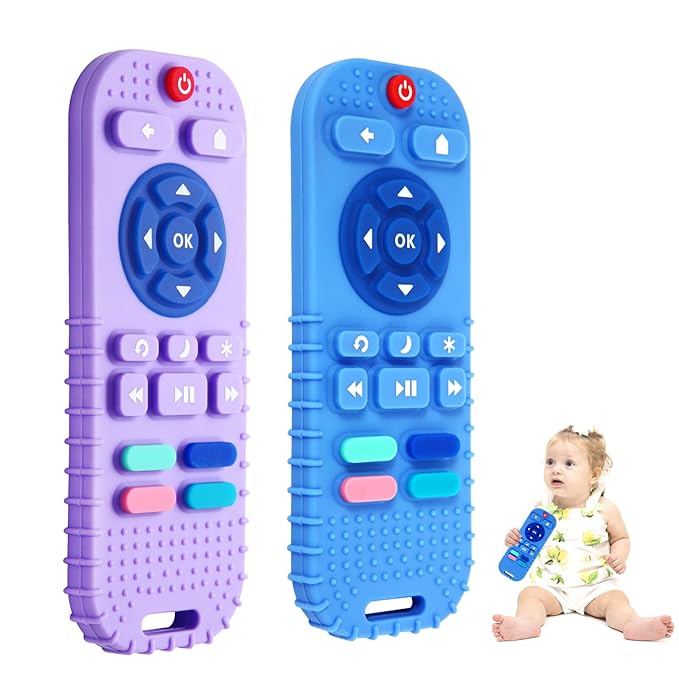 Hooku 2 Pack Silicone Teethers for Babies 6-12 Months, Sensory Teething Toys for Newborns to Toddlers, Infant Girl Boy Gifts