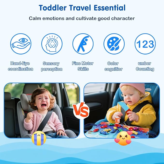 M SANMERSEN Montessori Toys for 1-2 Year Old - Toddler Fishing Game with Stacking Cups, Baby Toy 12-18 Months One Year Old Boy Girl Birthday Gift to Learn Count, Sort Colors and Shapes