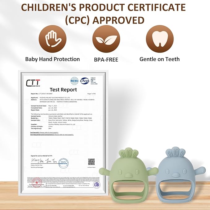 Socub Silicone Baby Teether Toys for Infants 3-6 6-12 Months, BPA Free Anti-Drop Silicone Mitten Teething Toy, Baby Chew Toys for Sucking Needs, Newborn Essentials & Baby Shower Gifts Girls(Beige)