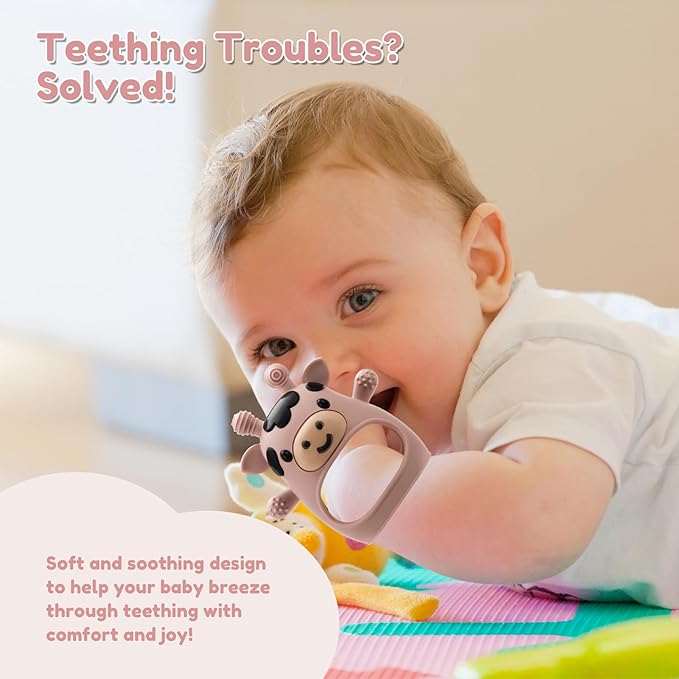 2 Pack Baby Teething Toys 0-6 6-12 Months, Adjustable Anti Dropping Wrist Teething Mittens, Food Grade Silicone Baby Chew Toys for Sucking Needs Teether for Newborns Infants Teething Relief