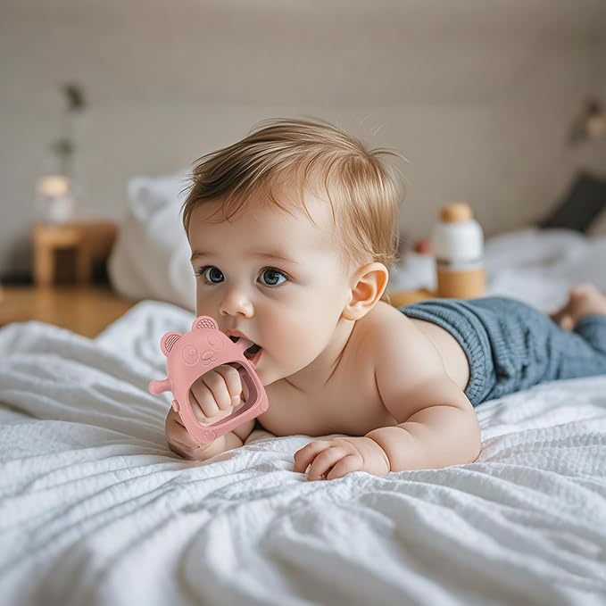 3 Pack Baby Teething Toys for 3-6 6-12 Months, Food Grade Silicone Teething Mitten, Anti Dropping Wrist Hand Teethers Baby Chew Toys for Sucking Needs, BPA Free