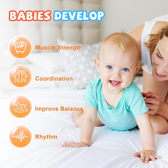 Baby Jumper with Stand, Infant Jumper for Indoor/Outdoor Play, Jumper for Baby 6-24 Months, Baby Jumpers and Bouncers with Adjustable Chain, Easy to Assemble & Store