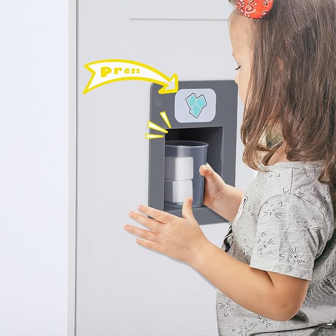 Kids Kitchen Playset,Wooden Play Kitchen Playset with Ice Maker Microwave,Oven and Other Accessories,Chef Pretend Play for Toddlers with Real Lights & Sound,Toy Gift for Boys Girls