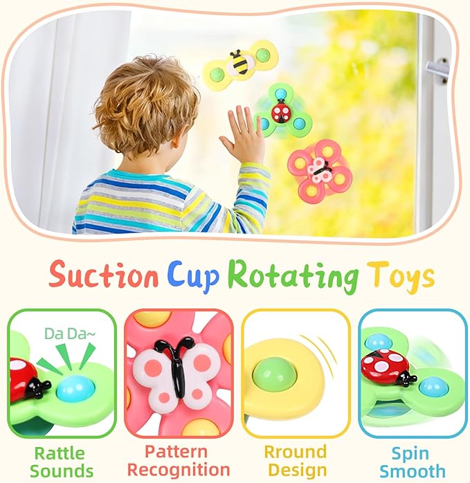 Christmas Stocking Stuffers 6 in 1 Montessori Toys for Babies 6-12 Months, Infant Sensory Pull String Toy, Fidget Spinners Soft Baby Blocks & Stacking Cups for Toddlers 1-3, Baby Gifts for 1 Year Old