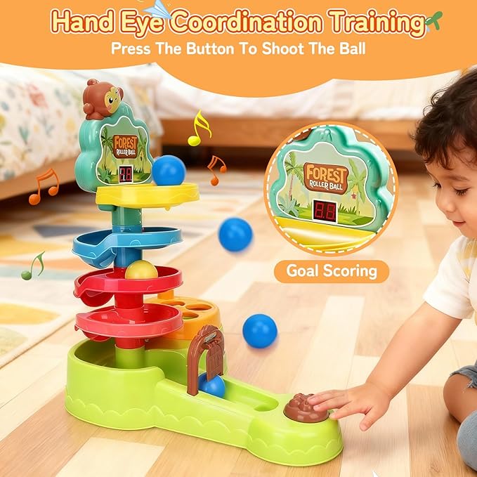 Montessori Ball Drop Toys for Kids, Ball Tracker Toys for Toddlers, Pound a Ball Toys for Toddlers, Shoot Balls Toys for Motor Skills Developmental, Girl Boy Birthday Gift