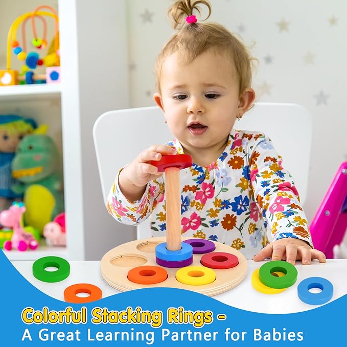 KMTJT Montessori Educational Toys for 1+ Year Old Toddler, 1st First Birthday Gifts for 1-2 Years, (Includes Stacking Cups, 2 in 1 Object Permanence Box, Bead Maze, Mirror Puzzle and More)…