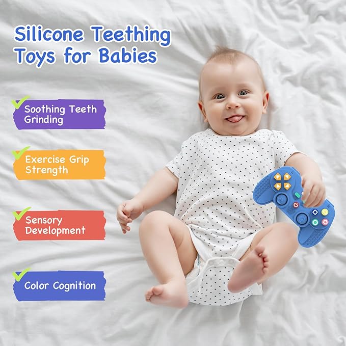 Hooku Silicone Teething Toys for Babies 0-6 Months, Teethers for Babies 6-12 Months, Remote Teether for Baby, Sensory Toys for Babies, Baby Chew Toys