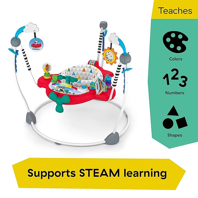 Baby Einstein Ocean Explorers Airplane Adventure 2-in-1 Interactive Baby Jumper Activity Center with Lights Ages 6 Months +, Max Weight 25 lbs., Unisex