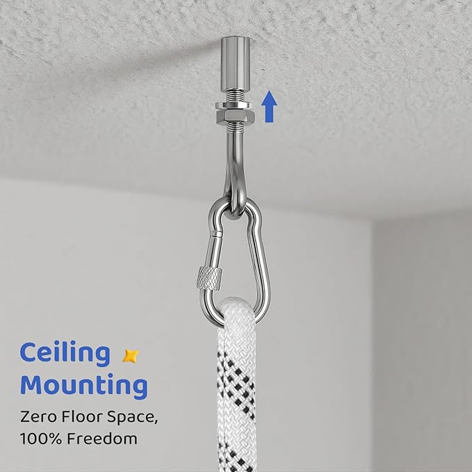 Slevoo Baby Jumper, with Ceiling Hook, Space Saving Jumper for Baby 6-12 Months, Infant Jumper for Small Spaces, Blue