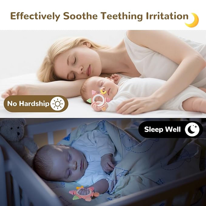 Hooku Silicone Teethers for Babies 6-12 Months, Teething Toys for Babies 0-6 Months, Baby Fruit Teethering Rings, BPA Free Baby Chew Toys, Infants Gifts