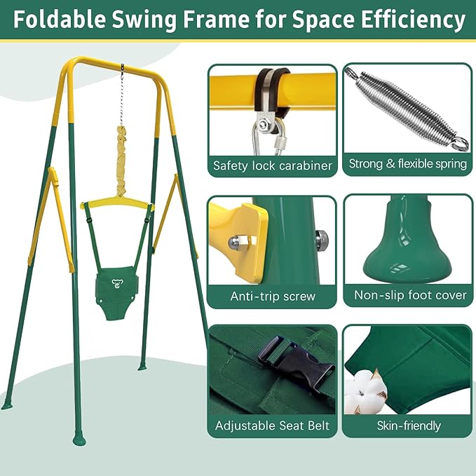 Taleco Gear 2 in 1 Toddler Swing & Baby Jumper, Foldable Baby Swing Outdoor & Indoor Use, Easily Installable and Storable