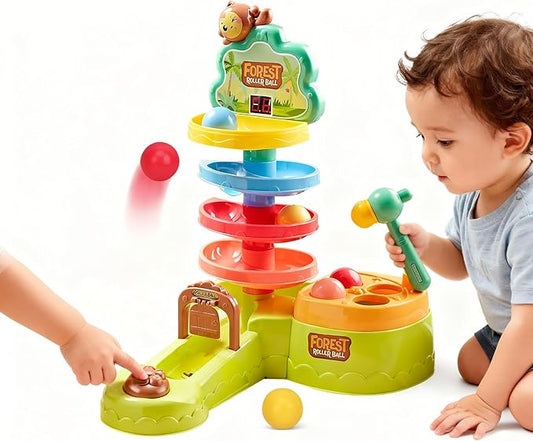 Montessori Ball Drop Toys for Kids, Ball Tracker Toys for Toddlers, Pound a Ball Toys for Toddlers, Shoot Balls Toys for Motor Skills Developmental, Girl Boy Birthday Gift