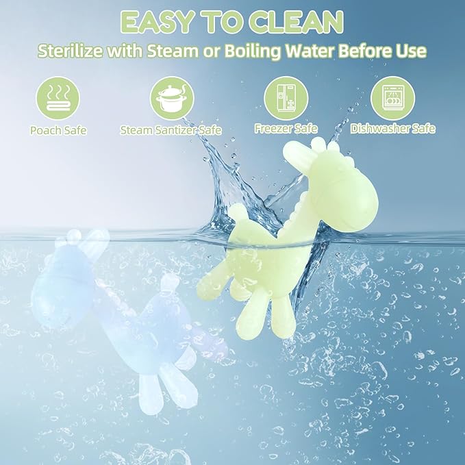 TYRY.HU Baby Teething Toys for Babies 0-6 6-12 Months,BPA Free Silicone Giraffe Teethers for Babies 3-6 Months, Soft-Textured Chew Toys Sensory Toys Massaging Teething Relief for Boys Girls,2 Pack