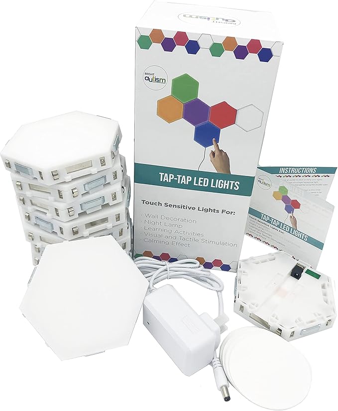 Bright Autism Tap-Tap Touch Sensory Lights – Dimmable Room Lighting for Therapeutic & Educational Play. Visual & Tactile Soothing LED Stimulation. Perfect Addition to Your Child's Bedroom (6pcs)
