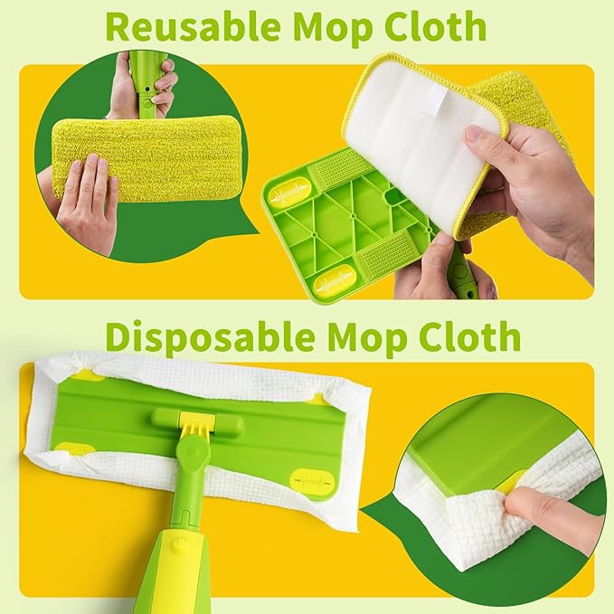 Kids Spray Mop, Fun & Functional Toddler Mop Cleaning Set,Real Working Mini Mop, Pretend Play Toy –Includes Spray Bottle,Washable Microfiber Pads, Montessori Kids Cleaning Toy Set -Green