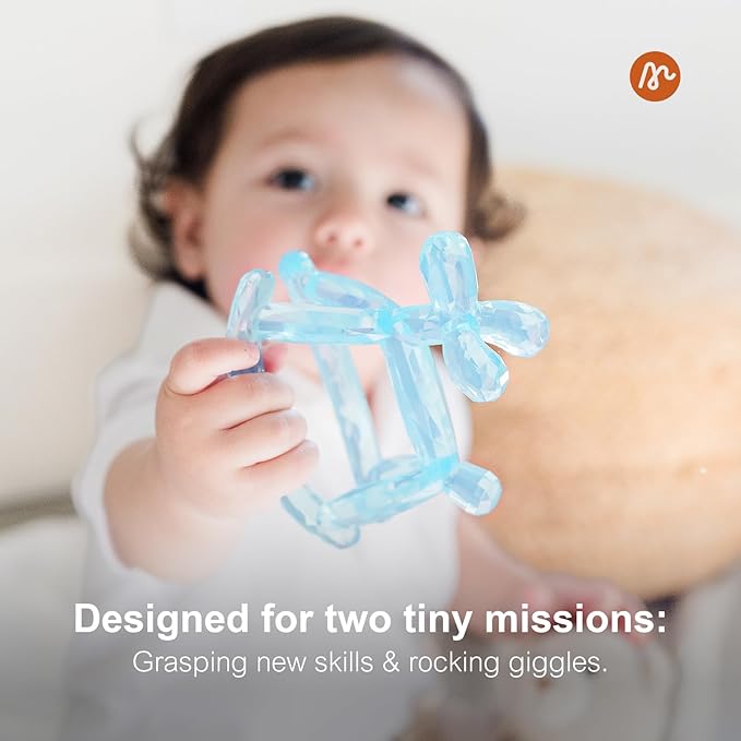 Crystal Jelly Baby Teether – Teething Toys 3-6 Months Food Grade Silicone Teether with Storage Box and Pacifier Clip, Safe for Babies (Voyages Clip+Box)