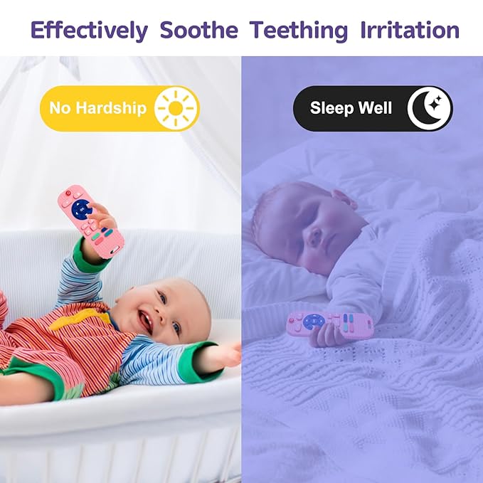 Hooku Silicone Teething Toys for Babies 0-6 Months, Teethers for Babies 6-12 Months, Remote Teether for Baby, Sensory Toys for Babies, Baby Chew Toys