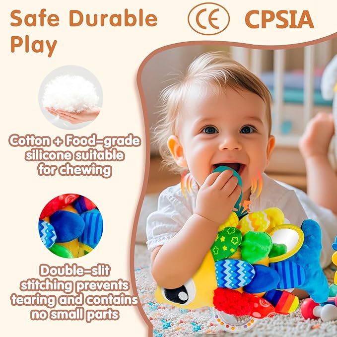 weirtoya Baby Rattles Teething Toys 3-6 Month, Baby Toys for 0-6 Months Infant Toy Sensory Toys with Beads Grasping Shaker, Tummy Time Toys for 0-3 Months, 3-6, 6-12 Months