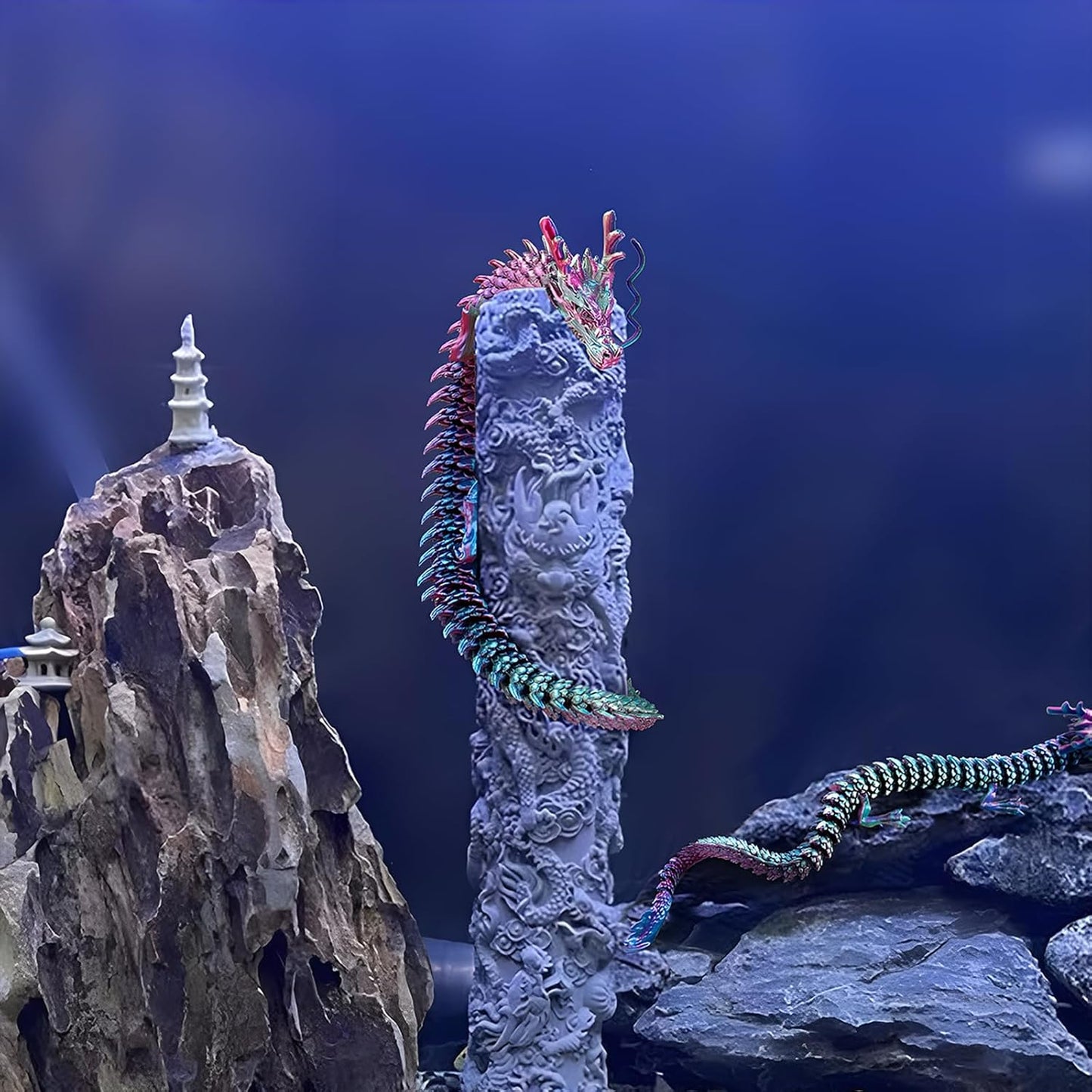 3D Printed Dragon Fidget Toy, 18in Surprise Mystery Dragon, Crystal Dragon Fidget Toy, Articulated Pye Dragon Fish/Display Cabinet/Home/Office Desktop Decor (Copper)