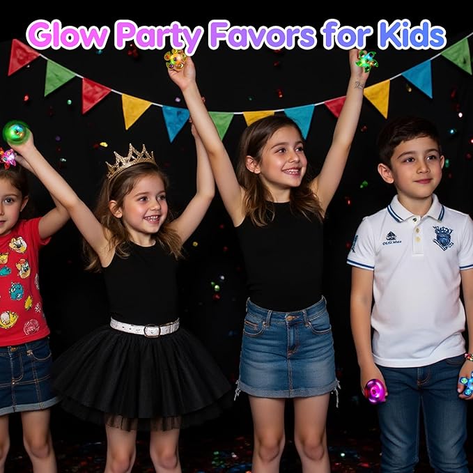 24PCS LED Light Up Fidget Spinner Rings Glow Party Favors Bulk for Kids 4-8 8-12 Christmas Goodie Treat Bags Stuffers Pinata Fillers Carnival Prizes Classroom Treasure Box Toys Birthday Return Gifts