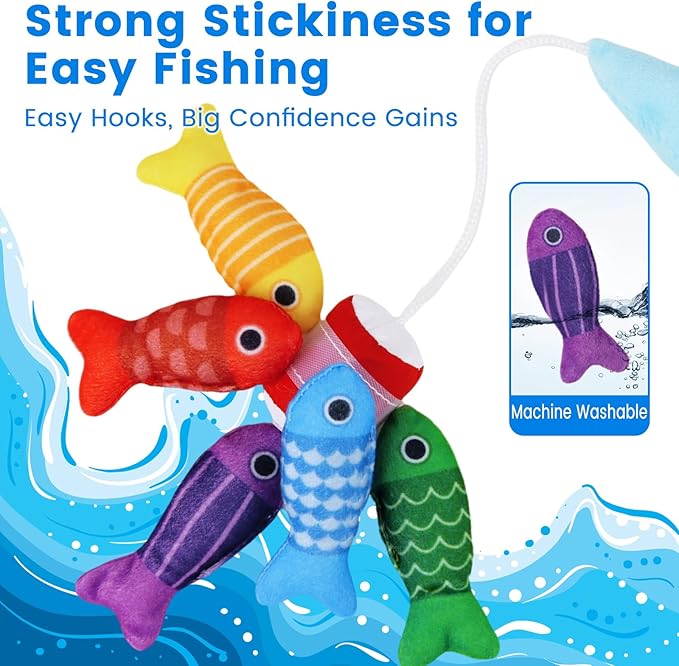 Montessori Toys for 1 Year Old Boy Girl Birthday Gift - Toddler Toys Cloth Fishing Game with Stacking Cups 1-3 - Number Counting Color Sorting Learning Baby Toy 12-18 Months