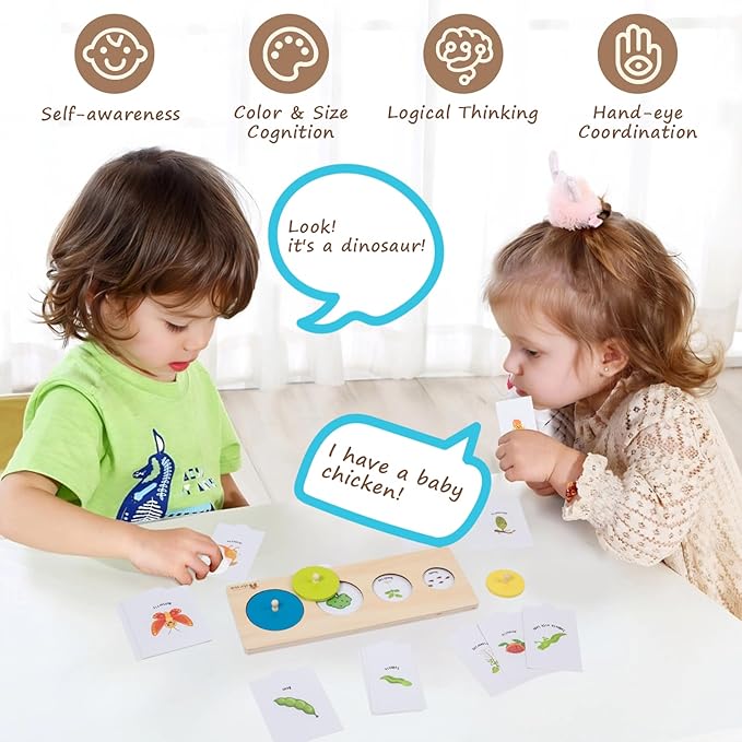 Adena Montessori First Jumbo Knob Dinosaur Wooden Shape Puzzles for Toddlers 1-3,4 Pieces Montessori Dinosaur Shape Sorter 1 2 Year Old Girl Boy Birthday Gifts,Preschool Learning Toys for Baby Kids