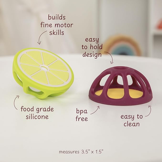 Passionfruit and Lime Silicone Teethers Baby Teething Toys, Newborn Essentials Must Haves, Easy-to-Hold Design Teething Ball Baby Essentials, BPA-Free