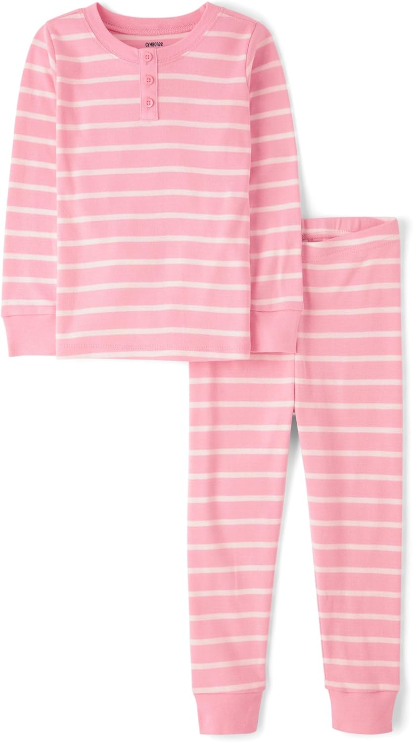 Gymboree Kids' and Toddler 100% Cotton Henley Long Sleeve Top and Pants,gymmies Pajama Set