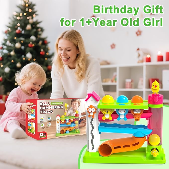 Musical Toy for 1-2 Year Old Boys,Educational Baby Toys 12-18 Months,Ball Drop Toy with English & Spanish,Fine Motor Toys for Toddlers 1-3,Birthday Gift for 1+ Year Old Boy (Green)