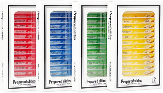 48 Prepared Microscope Slides Set of Animals Insects Plants Flowers, Biological Learning Resource Specimens for Kids Beginner Classroom Basic Science Education