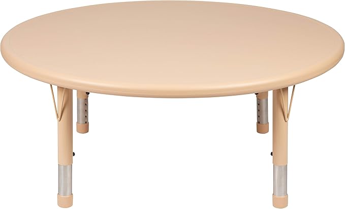 Flash Furniture Wren 45" Round Natural Plastic Height AdjusTable with Rounded Safety Corners Activity Table with Rounded Safety Corners
