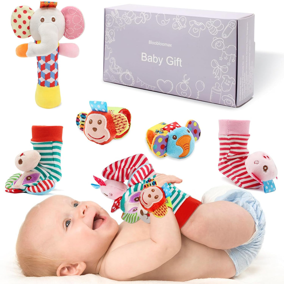 BLOOBLOOMAX Wrist Rattles Foot Finder Rattle Sock Baby Toy,Rattle Toy ...