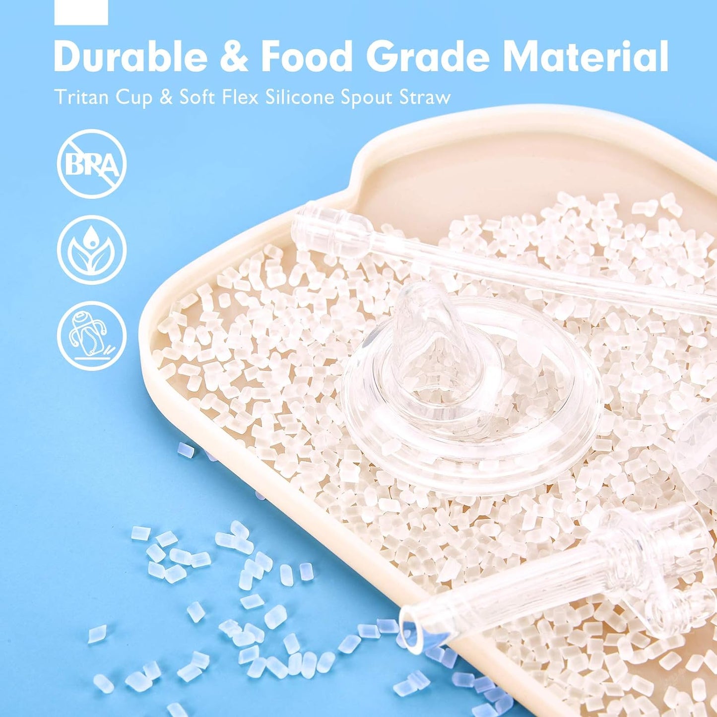 hahaland Sippy Cup for 6+ Month Old - 2 in 1 Spout & Straw Sippy Cups for Toddlers 1-3 No Spill Transition Weighted Straw Toddler Cups - 1 Cup with 2 Nipples