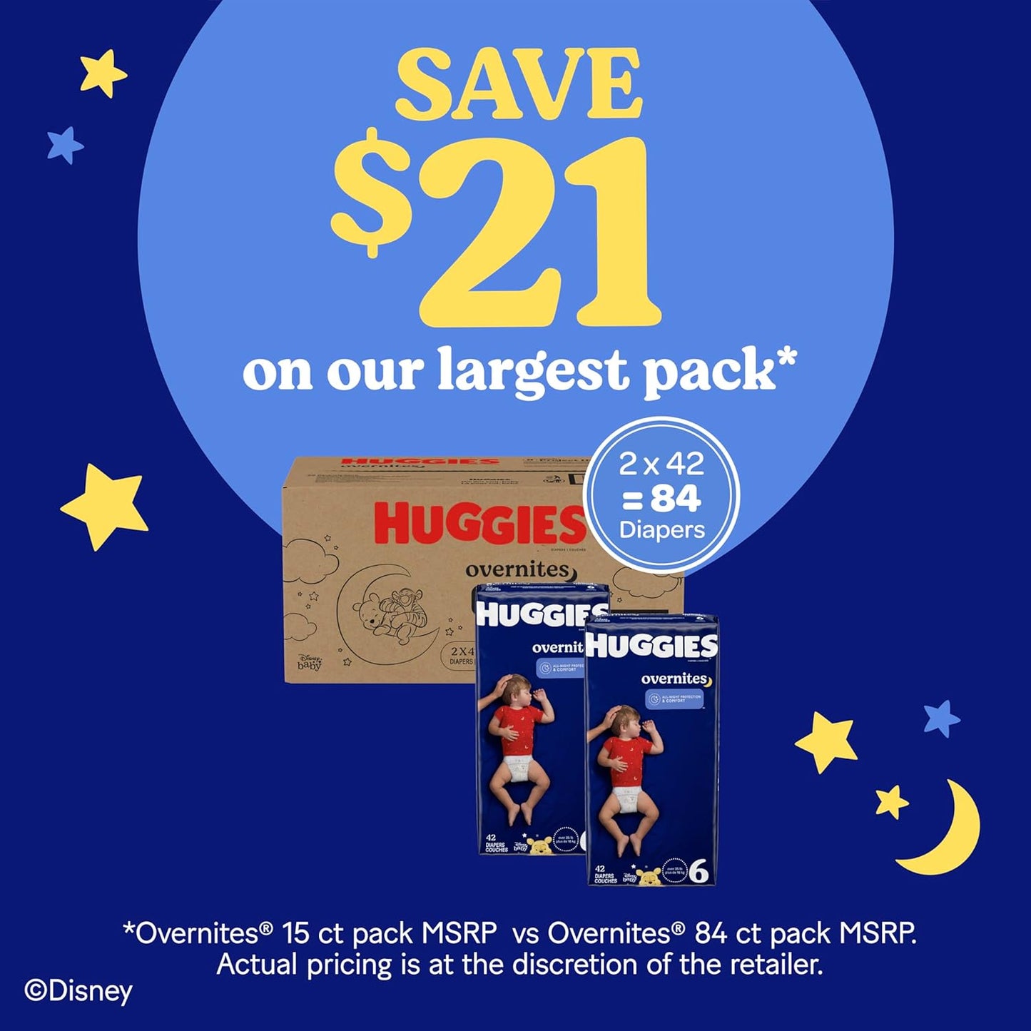 Huggies Overnites Size 6 Overnight Diapers (35+ lbs), 42 Ct, Packaging May Vary